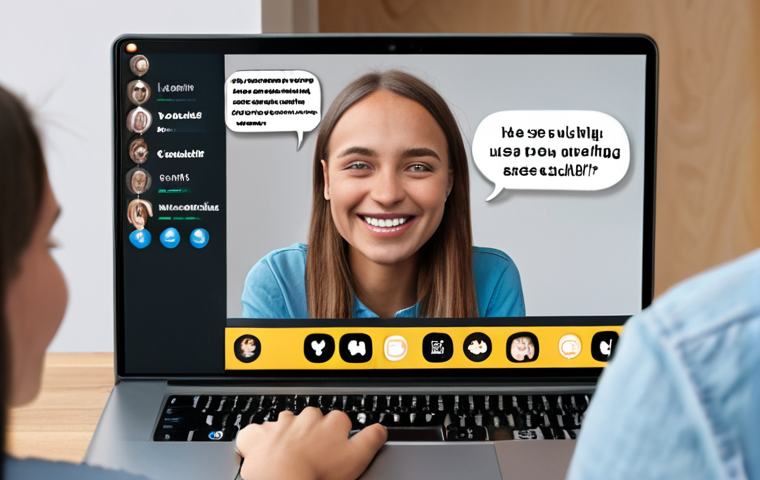 A friendly AI tutor on a laptop screen, helping a user with German pronunciation, with speech bubbles showing phonetic symbols and the user smiling confidently during a video call with a German friend.