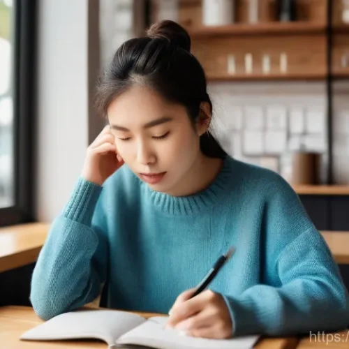 Home 25 독일어 알파벳과 발음법 - **Prompt:** A young East Asian female student (around 20s), with neat hair and wearing a casual swea...