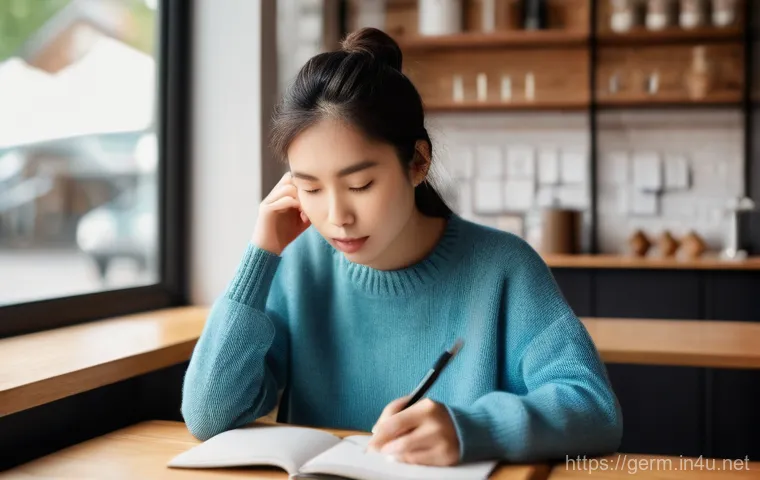 독일어 알파벳과 발음법 - **Prompt:** A young East Asian female student (around 20s), with neat hair and wearing a casual swea...